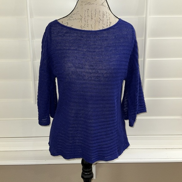 Eileen Fisher Open Knit Top Blue - Picture 1 of 10